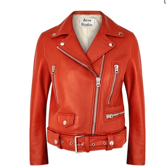 Xs, Acne Studios, red leather biker jacket, barely worn - Picture 1 of 3